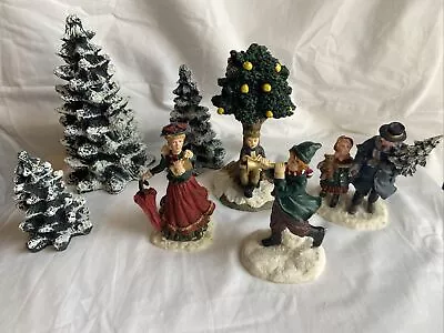 Vintage 1998 Mervyn’s Christmas Village Square Figurines Lot Of 7 • $42.99