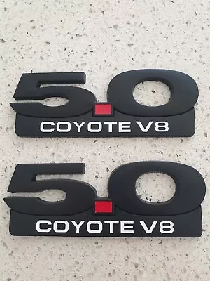 $24.50 • Buy 2x FORD Mustang 5.0 EMBLEM Metal BADGE BLACK Or Chrome, 5 LITRE Coyote V8. 