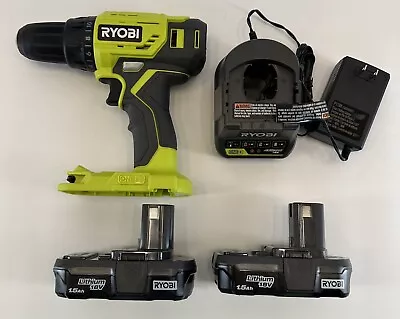 Ryobi ONE+ 18V 1/2 In Drill Driver 2 Speed Two 1.5 Ah Batteries Charger P215K1 • $79.99