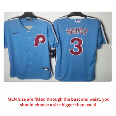 MEN Blue Bryce Harper #3 Philadelphia Phillies Jersey All Stitched • $35.49