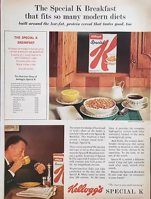 1963 Kellogg's Special K Cereal Breakfast Nutrition Menu Vintage Print Ad • $27.34
