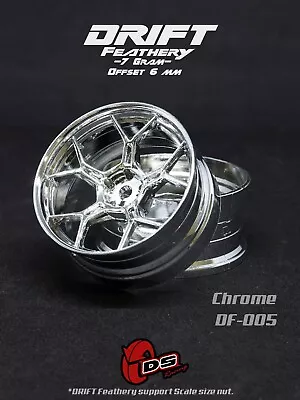 RC Drift Wheel Set 2pcs High Traction 6mm Offset Chrome - DS Racing DF-005 • £13.99