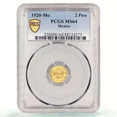 Mexico 2 Pesos Regular Coinage KM-461 MS64 PCGS Gold Coin 1920 • $499.45