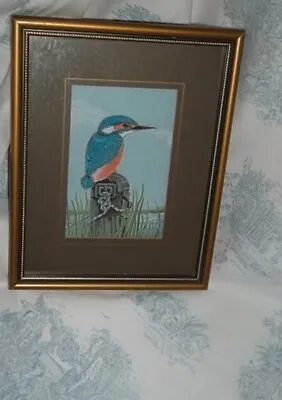 Vintage Cashs Woven Silk Picture Kingfisher J.&J.Cash Ltd Wild Birds Gorgeous • £20.49