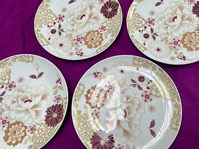 4 X Maxwell Williams Kimono Gold 8” Plates Set Of 4 • £24.99