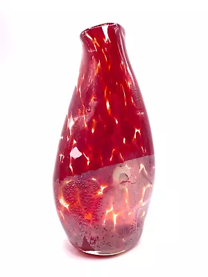 Mdina Glass Malta Twisted Vase Red & White Signed • $25