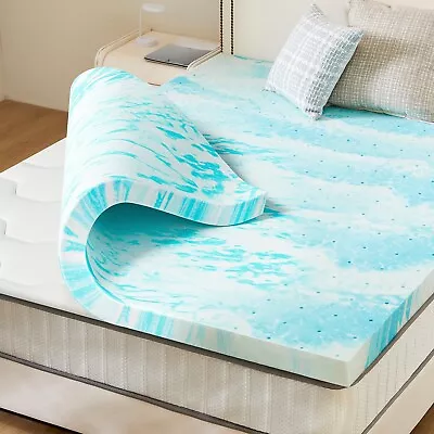 Mattress Topper King Size Cooling Gel Memory Foam Bed Toppers 2 Inch Soft M... • $121.22