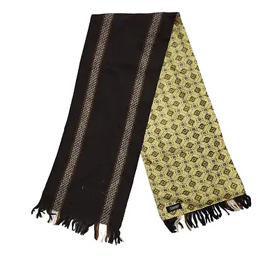 Vintage 70s Sammy Yellow Brown Retro Tassel Uk Men's Scarf UK 40  X 10'' BB486 • £23.99