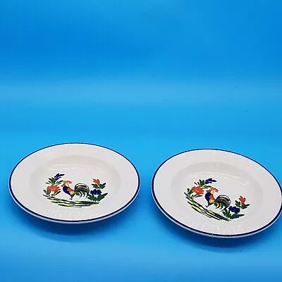 Lot Of 2 Varages France Rooster Chicken Farmhouse Soup Or Salad Bowl 9.25” • $22.95