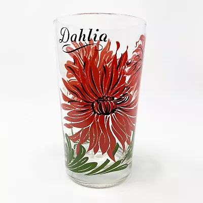 VTG Boscul Peanut Butter Drinking Glass Tumbler Dahlia Pink Flowers MCM Retro 5” • $42.99