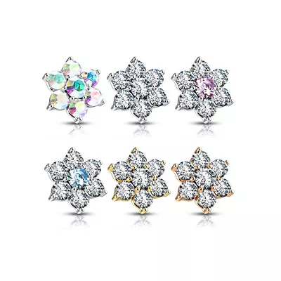 £5.80 • Buy Dermal Anchor - Piercing Attachment Flower 7 Zirconia Micro Dermal Ball