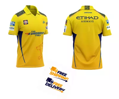 Chennai Super King T20 Cricket Jersey Shirt IPL 2024 Team Captain Dhoni • £29.99