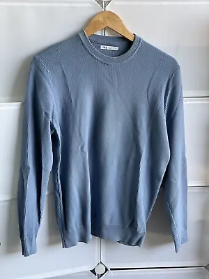 Almost New Zara Men Cotton Knit Jumper Blue Colour Size EUR S RRP $89.90 • $30