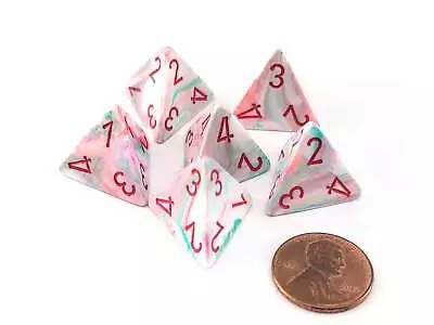 Festive 18mm 4 Sided D4 Chessex Dice 6 Pieces - Pop Art With Red Numbers • $5.19
