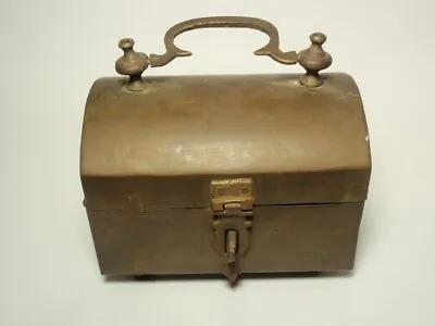 $28 • Buy Vintage Brass Chest Casket Footed Box With Handle *As-Is*