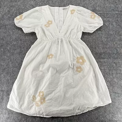 Madewell Womens White Floral Embroidered Annamarie Mini Dress Size 4 • $24.99