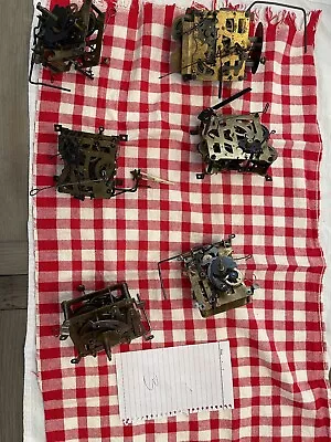 Six Vintage Clock Parts Lot  Movement Miscellaneous Gears Brass Steampunk • $19.99