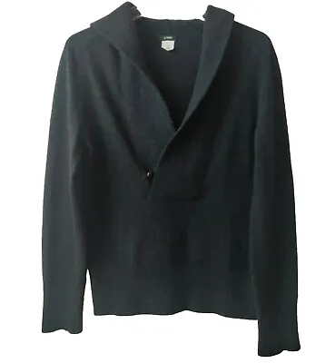 J. Crew Hooded Wool Cashmere Blend Charcoal Long Sleeve Sweater Women's Sz M • $49.99