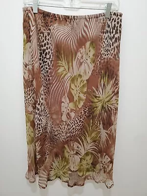 Chadwick's 100% Silk Floral Skirt 100% Poly Lining Size 12 Brown/Green Pattern • $20