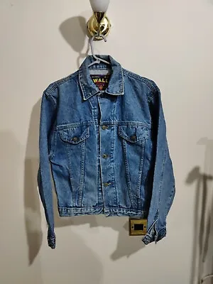 Wall Street Vintage 90's Blue Denim Jacket Mens Size Medium Boxy Fit  • £23.99