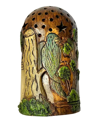 $32 • Buy Clay Mushroom Dome Fairy Lamp House Luminary Luminaria Handmade Pottery VINTAGE