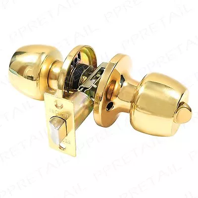 £14.85 • Buy POLISHED BRASS PRIVACY SET  Door Knob Handle Bathroom Toilet Twist Turn Lock