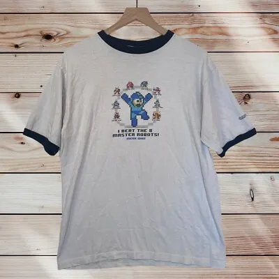 Vintage Mega Man Shirt Mens Medium M White Ringer Video Game Promo 2004 Capcom • $32.99