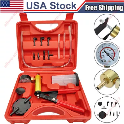 Hand Held Vacuum Pressure Pump Tester Set Brake Fluid Bleeder Bleeding Kit + Box • $16.59