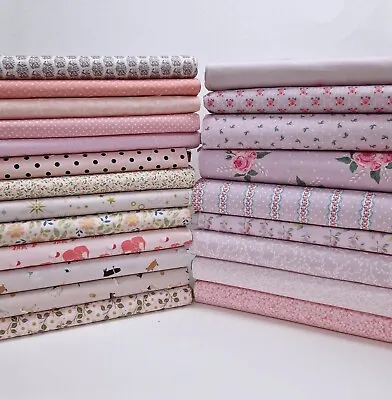 PALE PINK Patchwork Cotton Baby Pink Light Pink Mixed Patterned Floral + Themed • £4.45