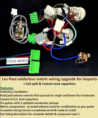 Epiphone Les Paul Solderless Wiring Upgrade With Coil Split + Custom Tone Caps! • $109