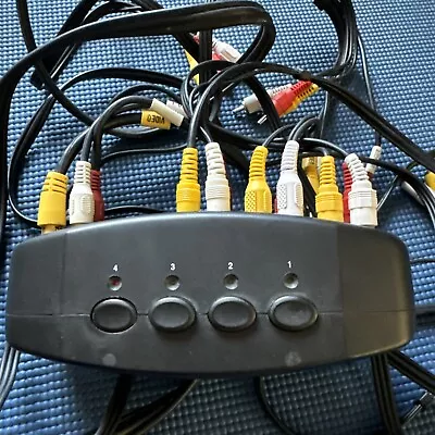 4-WAY AV SWITCHER BOX 3-RCA  S-VIDEO AUDIO SELECTOR SWITCH With 4 Cables • $18