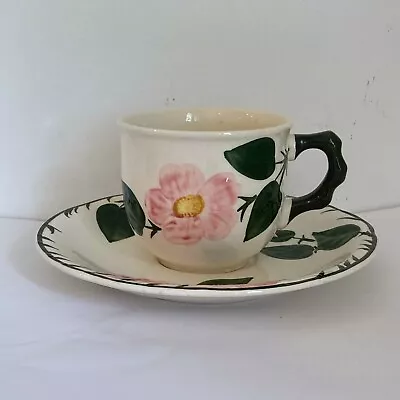 Flat Coffee Tea Cup & Saucer Set Wild Rose By Villeroy & Boch Germany • $12.50
