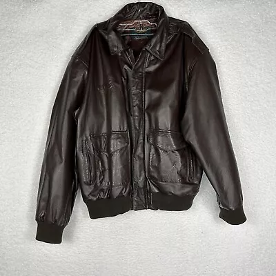 American Born Full Zip Flight Leather Jacket Type A2 XL Brown Regular Fit Pocket • $41.99