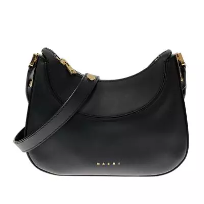 Auth MARNI Milano BMMP0103U0 LV589 Black Leather - Shoulder Bag • $540