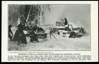 1925 Montreal Canada Fire Engine Fighting Fire In Frozen Winter Photo Article • $29.97