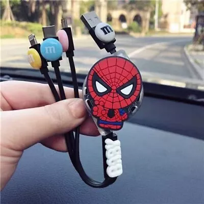 3 In 1 Multi USB Cable Charger Retractable Charging Cord Spiderman • $12.99