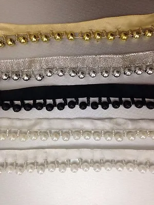 £1.40 • Buy 1Yard Vintage Style Pearl Beaded Lace Edging Trim Ribbon Wedding Applique 20mm