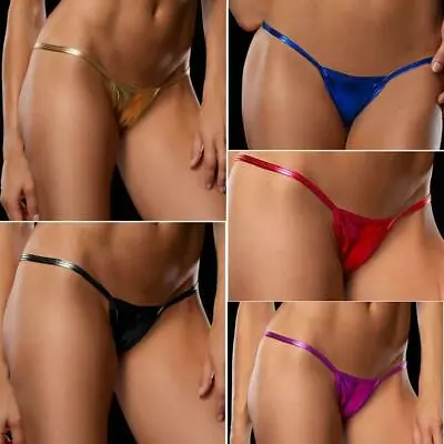 £5.99 • Buy Sexy Wet Look Underwear Bikini Thong T-back String Metallic Knicker Panty Undies