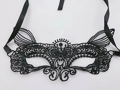 Women Kids Fox Cat Black Lace Costume Party Fancy Dance Ball Eye Face Mask Prop • $8.50