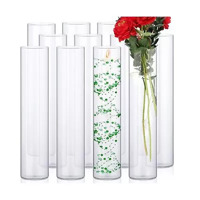 12 Pack Glass Clear Cylinder Vases Tall Floating Candle Holders Centerpiece T... • $165.02