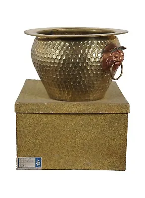 Vintage Chinese Hammered Brass Nesting Foo Dog Planter Jardiniere Cachepot W Box • $161.50