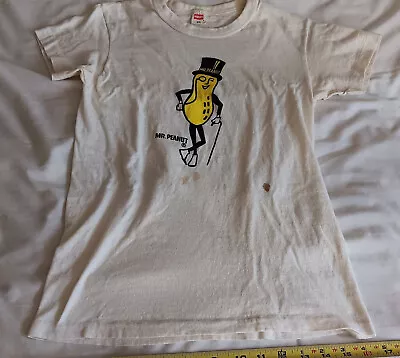 Vintage C. 1976 Planters Mr. Peanut Sz Sml T Shirt Monocle Cane Top Hat *stains • $45