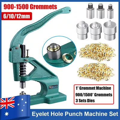 Grommet Eyelet Hole Punch Machine Hand Press Banner+3 Dies+900/1500 Grommets Kit • $51.98