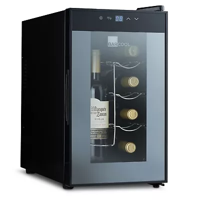 Barcool Vino8 LED | Wine Fridge Black | 5-18°C | 8 Bottle | Mini Wine Cooler • £129.99