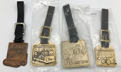 Lot Of 4 International/CAT/Payline Tractor Brass Luggage Tags Vintage W/ Straps • $74.99