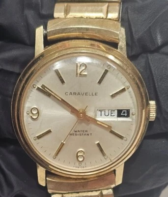 $22 • Buy Vtg Working Bulova Caravelle Men's Manual Winding Watch Day/date