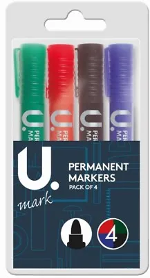 4 X Assorted Colour Permanent Marker Pens Ideal For Plastic Glass Metal DVD • £2.75