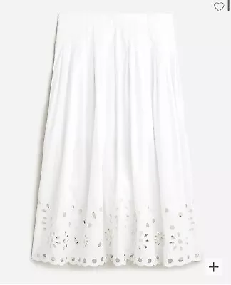 NWOT J Crew White Eyelet-hem Midi Skirt Sz 0 • $25