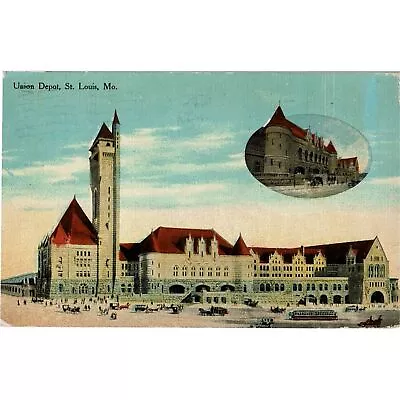 St. Louis MO Missouri Union Depot R.R. Railroad Station Vintage Postcard • $4
