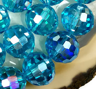 10mm Faceted AB Blue Crystal Quartz Round Loose Beads 14  • $6.50